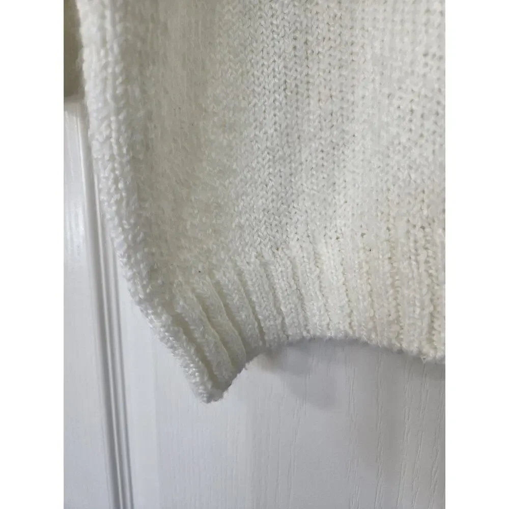 Diane Von Furstenberg White Vintage Chunky Cozy Pullover Sweater, Size Medium - Picture 6 of 11